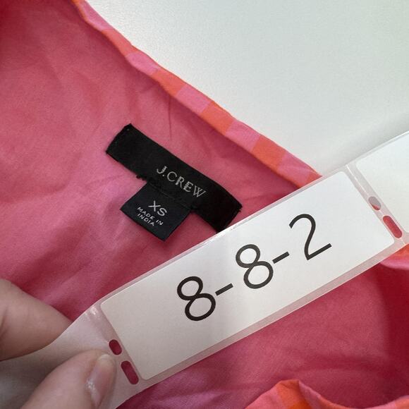 J.Crew Shirt Womens XS Pink Orange Gingham Wrap Ruffle Tie Waist Peplum AW940 - Picture 5 of 10